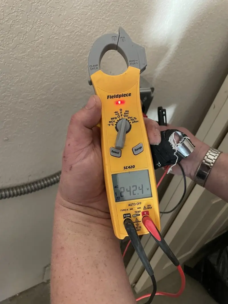 Voltage testing with clamp meter during Generator Installation in Bonney Lake